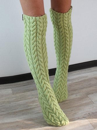 Leisure Home Twist Pattern Long Wool Over Knee Socks Autumn Winter Thicken Socks
