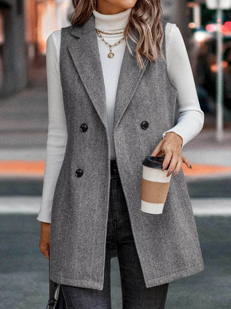 Casual Buttoned Lapel Collar Vest