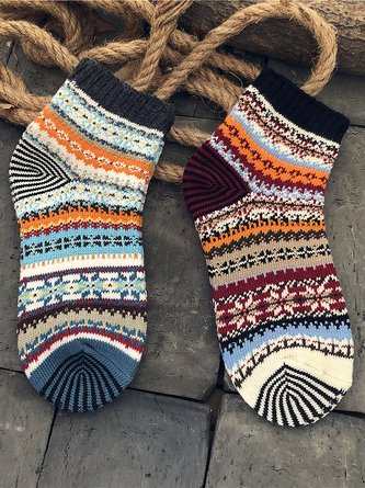 Vintage Ethnic Stripe Pattern Socks