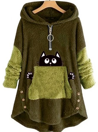 Loose Casual Fluff/Granular Fleece Fabric Sweatshirt