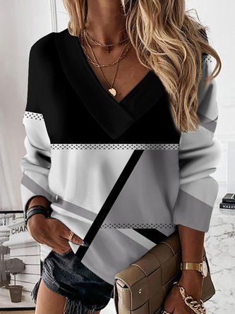 Jersey Casual Striped Sweatshirt