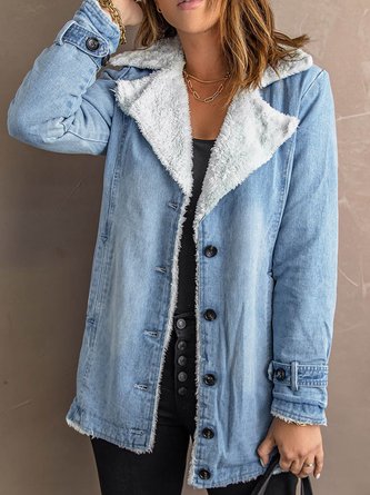 Buckle Casual Plain Denim Jacket