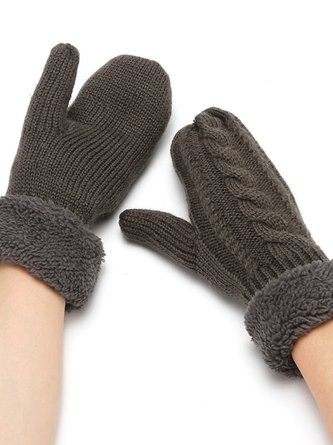 Twist Pattern Plush Woven Full Cover Gloves Autumn Winter Warmth Thickening Accessories