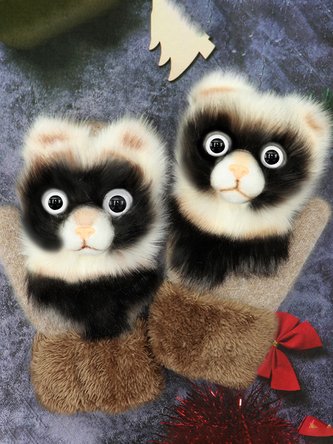 3D Casual Simulated Animal Plush Gloves