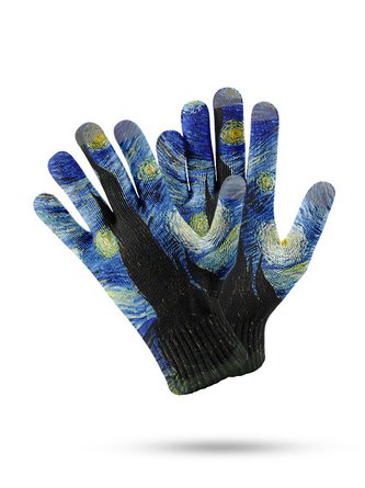 Casual Floral Starry Oil Painting Pattern Gloves Halloween Christmas Party Autumn Winter Warm Accessories Xmas Gloves