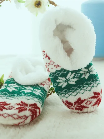 Leisure Home Ethnic Pattern Striped Coral Fleece Floor Socks Autumn Winter Warmth Thickening Accessories