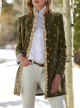 Women Long Sleeve Stand Collar Knit coat