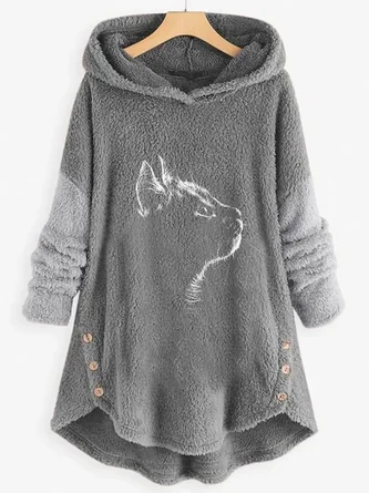 Casual Cat Fluff Hoodie Sweatshirt