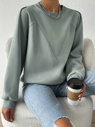 Crew Neck Casual Loose Plain Sweatshirt