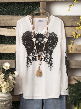 Casual Long Sleeve V Neck Top