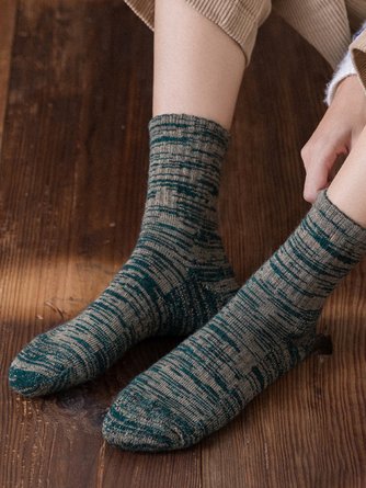 Casual Color Contrasting Textured Pattern Socks Daily Commuting Outdoor Accessories