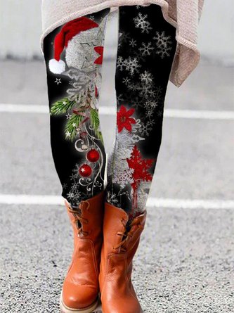 Plus Size Christmas Casual Leggings Xmas Leggings