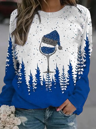Loose Casual Crew Neck Christmas Sweatshirt Xmas Hoodies