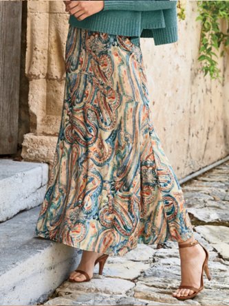 Loose Ethnic A-Line Skirt