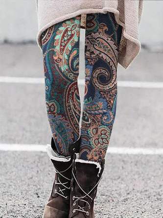 Plus Size Jersey Ethnic Casual Leggings