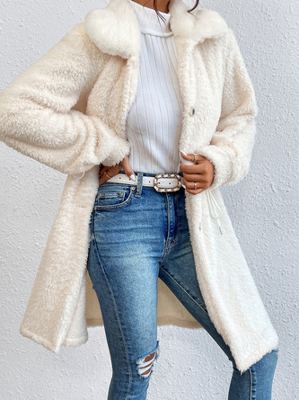 Shawl Collar Casual Teddy Jacket