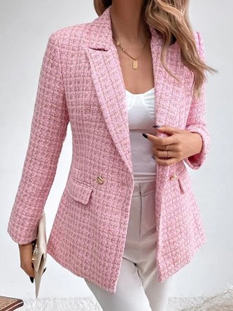 Lapel Collar Casual Loose Pink Blazer