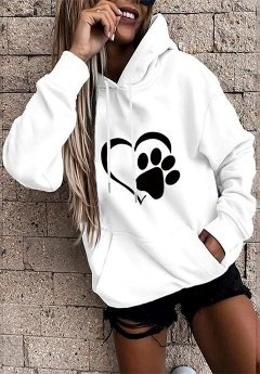 Plus Size Heart/Cordate Pocket Hoodie Loose Sweatshirt