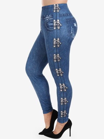 Plus Size 3D Printing Jersey Casual Tight Leggings