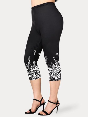 Plus Size Jersey Floral Casual TightLeggings