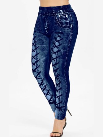 Plus Size Jersey Casual 3D Printing Loose Leggings