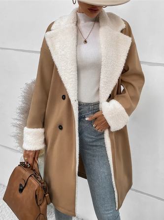 Plain Casual Long sleeve Shawl Collar Overcoat