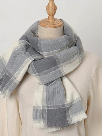 Casual Checkered Pattern Scarves Sweaters Coats Coats Everyday Commuting Accessories