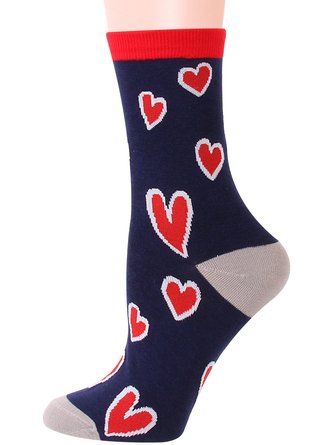 Casual Heart Pattern High Stretch Cotton Socks Valentine's Day New Year's Day Accessories
