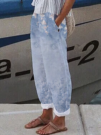 Plus Size Floral Casual Casual Pants
