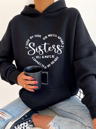 Sisters Funny Hoodie Heart Printed Sweatshirt