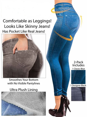 Plus Size Solid Casual Jeggings