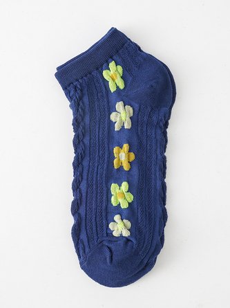 Casual Colorful Floral Embroidered Cropped Socks Daily Commuting Home Accessories