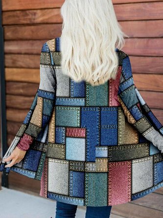 Casual Geometric Printed Jersey Cardigan