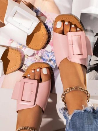 Big Buckle Design Casual Sandals