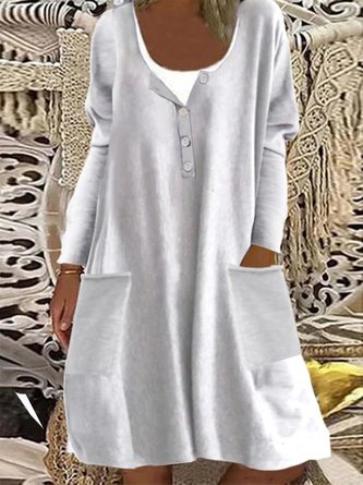 Plus Size Flannel Crew Neck Loosen Knitting Dress