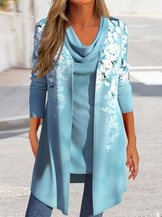 Casual Jersey Floral Printed Two-Piece Set