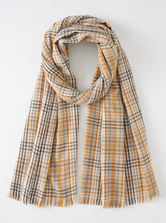 Casual Two-color Striped Plaid Scarf Daily Commuting Coat Sweater Matching Accessories