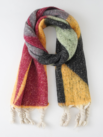 Casual Contrasting Color Abstract Geometric Pattern Wool Scarf Sweater Coat Coat Daily Commuting Accessories