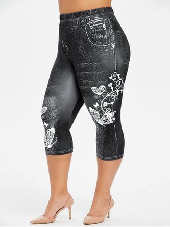 Plus Size Jersey 3D Printing Jeggings