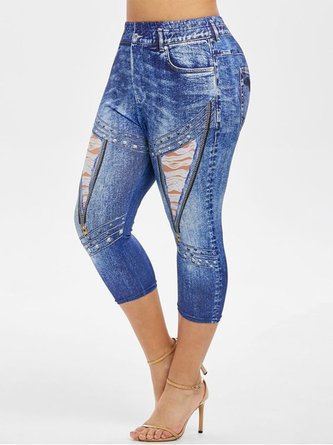 Plus Size 3D Printing Casual Jersey Jeggings