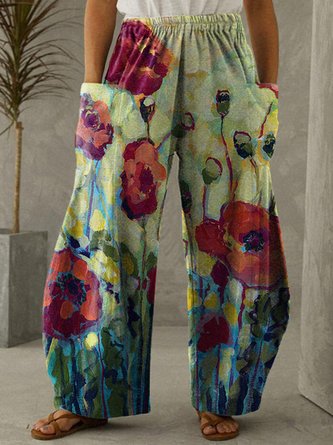 Plus Size Casual Painting Loose Casual Pants