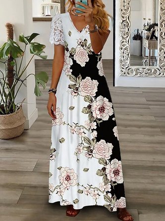 Casual Black And White Jersey Dress