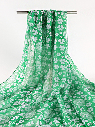 St. Patrick's Day  Clover Pattern Silk Scarf Holiday Party Accessories