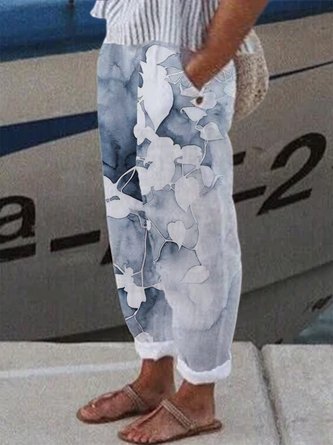 Plus Size Loose Casual Gradient Floral Pants