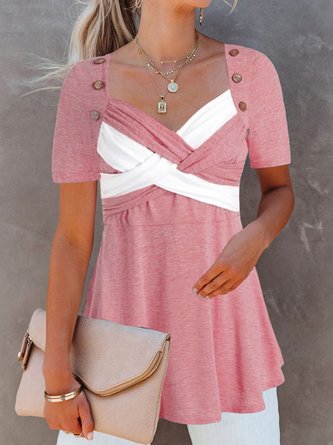 Casual Loose Cross Neck tunic Shirt