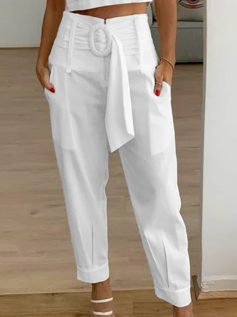 Plain Casual Cotton Cargo Pants