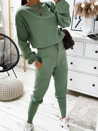 Loose Plain Casual Two-Piece Set