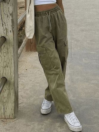 Loose Casual Plain Cargo Pants