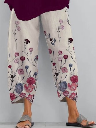 Plus Size Loose Floral Vacation Pants
