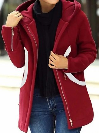 Plain Hoodie Long Sleeve Zipper Casual Jacket